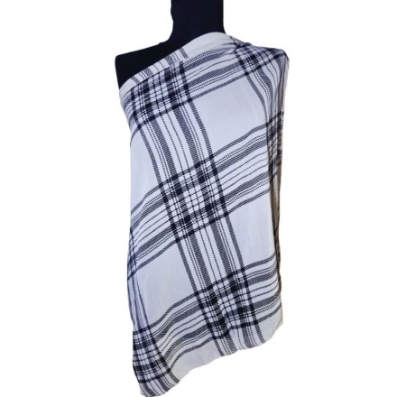 Vintage krém-fekete kockás kendő