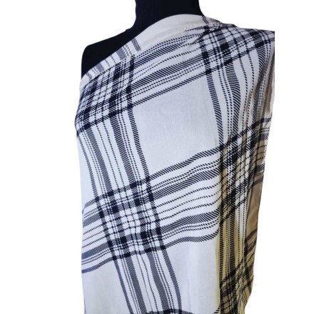 Vintage krém-fekete kockás kendő