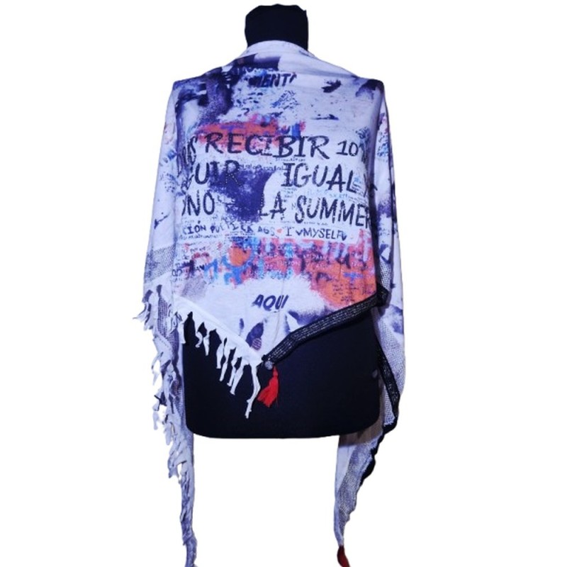 Festett mintás kevert szálas vállkendő Festett mintás kevert szálas vállkendő