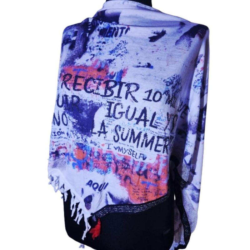 Festett mintás kevert szálas vállkendő Festett mintás kevert szálas vállkendő