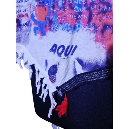 Festett mintás kevert szálas vállkendő