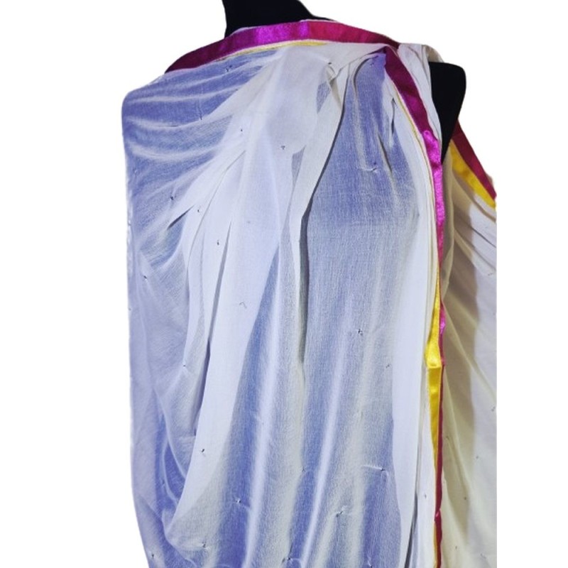 Indiai fehér kendő arany szegéllyel