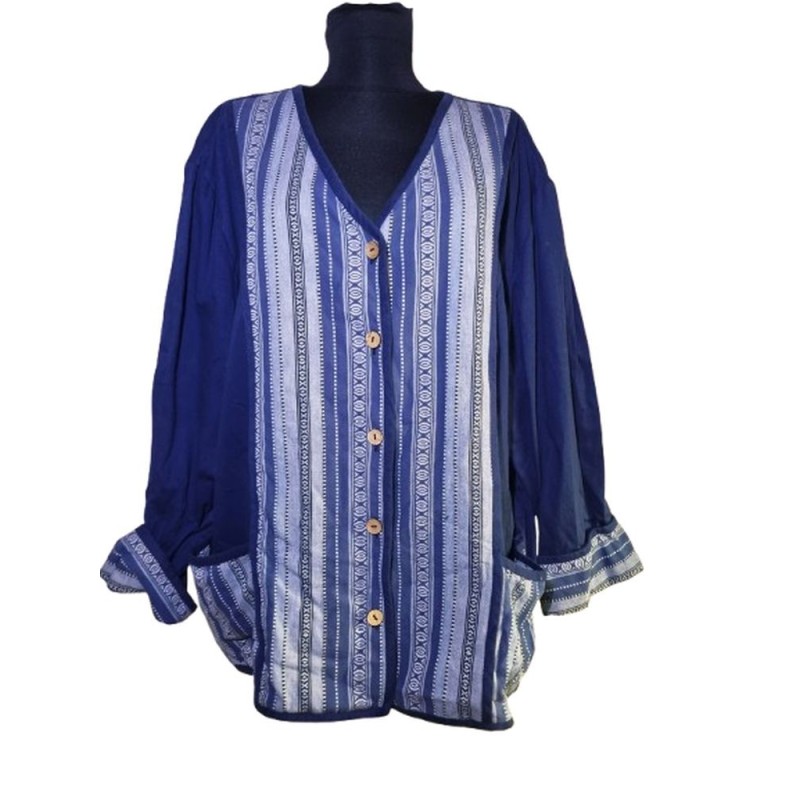 Kék-fehér népviseleti pamutlen kabátka Kék-fehér népviseleti pamutlen kabátka