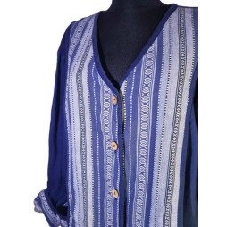 Tündéres népviseleti kék-fehér pamutlen kabátka fából készült gombokkal Tündéres népviseleti kék-fehér pamutlen kabátka fából készült gombokkal