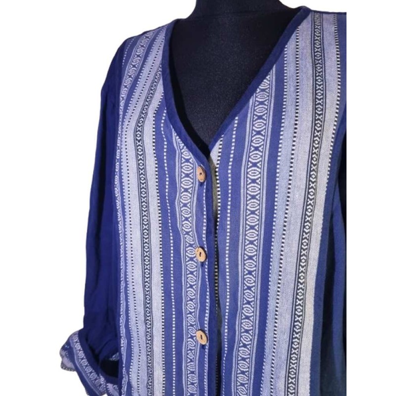 Kék-fehér népviseleti pamutlen kabátka Kék-fehér népviseleti pamutlen kabátka