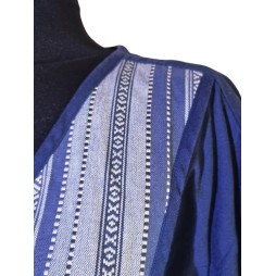 Tündéres népviseleti kék-fehér pamutlen kabátka fából készült gombokkal Tündéres népviseleti kék-fehér pamutlen kabátka fából készült gombokkal