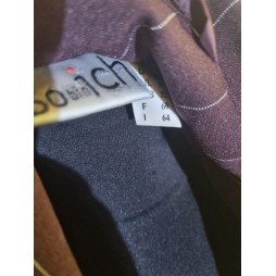 Füstös elegancia – barnáslila csíkos nadrágkosztüm 58-60-as!