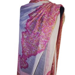 A Jaipur virágai – pink-fehér taft kendő