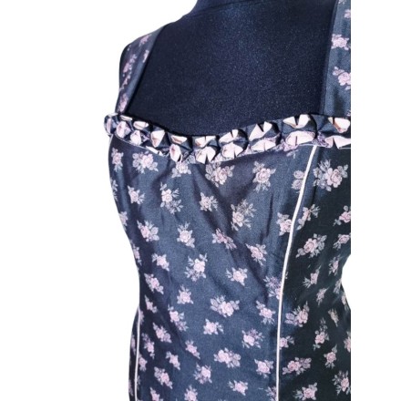 Mothwurf népviseleti divat ruha – sötétszürke–rózsaszín pamut eleganci