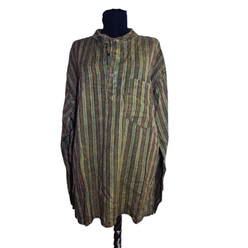 Zöld csíkos nepáli pamut felső Zöld csíkos nepáli pamut felső