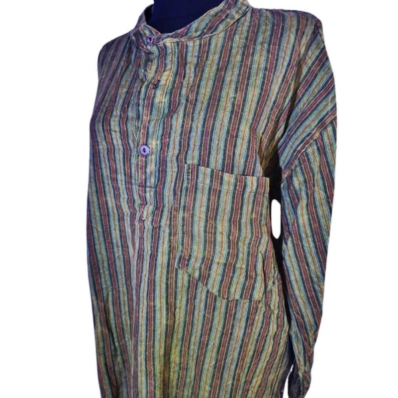 Zöld csíkos nepáli pamut felső Zöld csíkos nepáli pamut felső