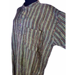 Zöld csíkos nepáli pamut felső – természetes harmónia Zöld csíkos nepáli pamut felső – természetes harmónia