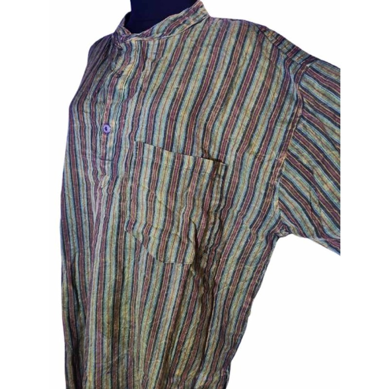 Zöld csíkos nepáli pamut felső Zöld csíkos nepáli pamut felső