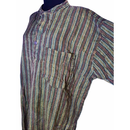 Zöld csíkos nepáli pamut felső