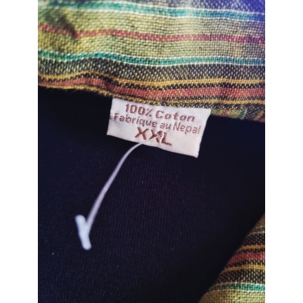 Zöld csíkos nepáli pamut felső