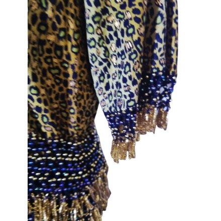 Zöld-barna gyöngyös indiai choli