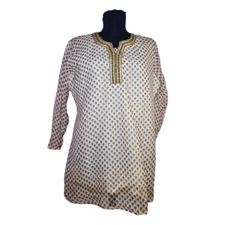 Barna-fehér hímzett indiai felső