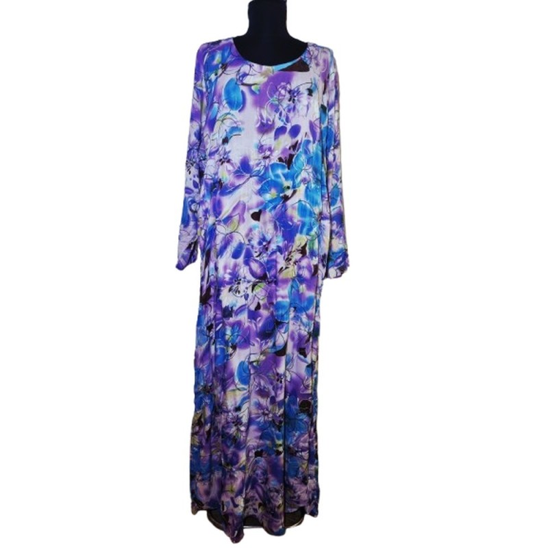 Virágmintás lila pamut ruha Virágmintás lila pamut ruha