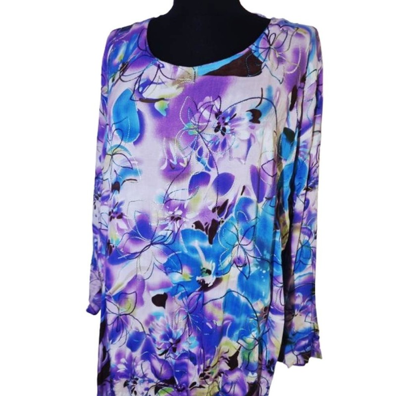 Virágmintás lila pamut ruha Virágmintás lila pamut ruha