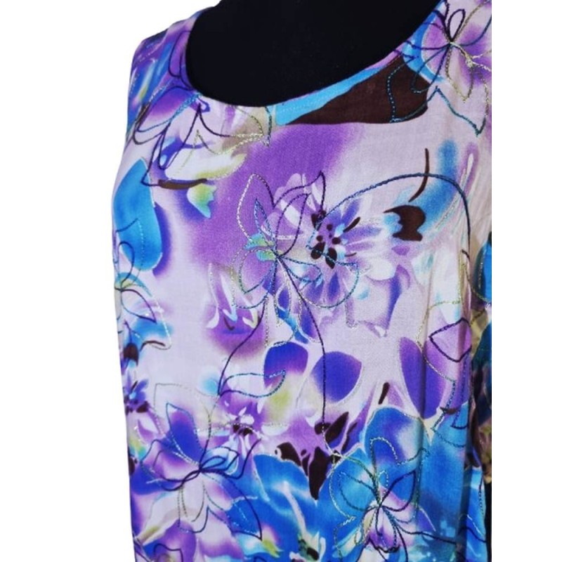 Virágmintás lila pamut ruha Virágmintás lila pamut ruha