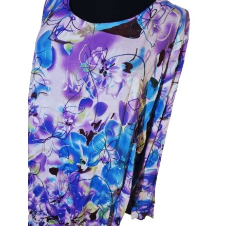 Virágmintás lila pamut ruha