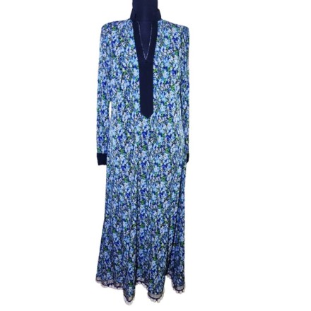 Virágmintás kék abaya