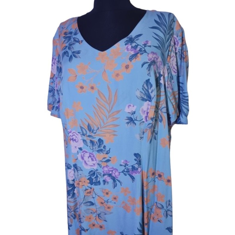 Világos kék virágmintás egyberuha