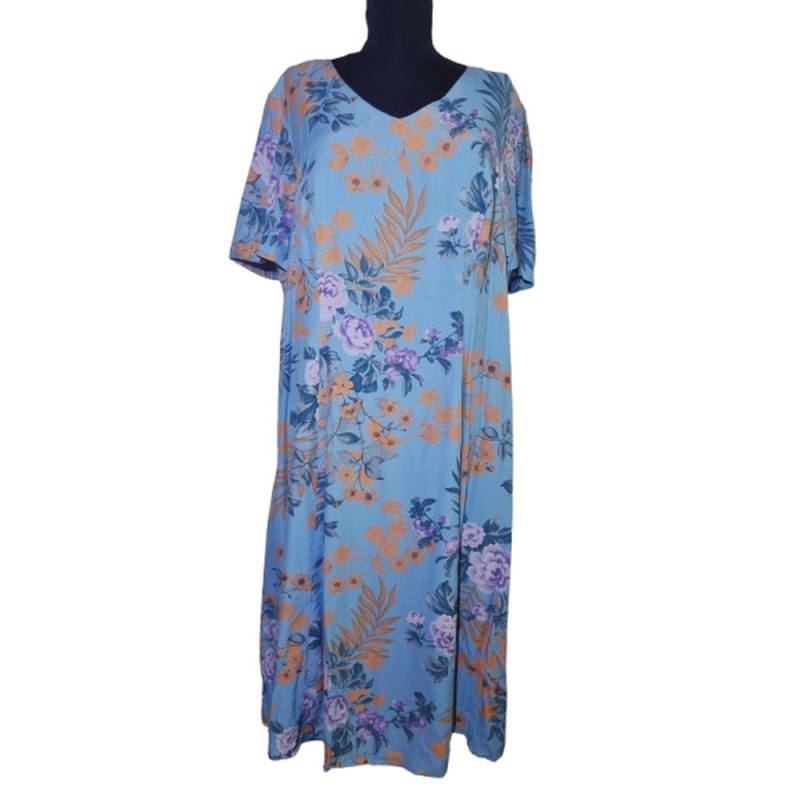 Világos kék virágmintás egyberuha