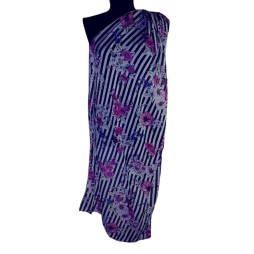 Virágos csíkos kendő lila tónusokkal