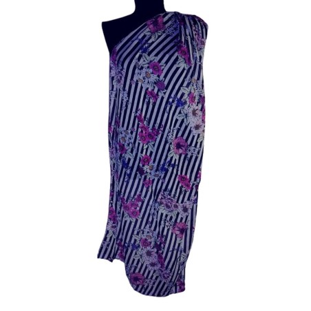 Virágos csíkos kendő lila tónusokkal