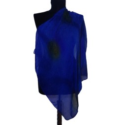 Kék-zöld könnyű kendő finom eséssel