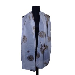 Fehér-barna virágmintás kendő