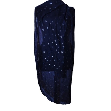 Fekete ezüst csillagmintás kendő