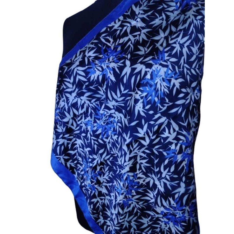 Vintage kék levélmintás kendő