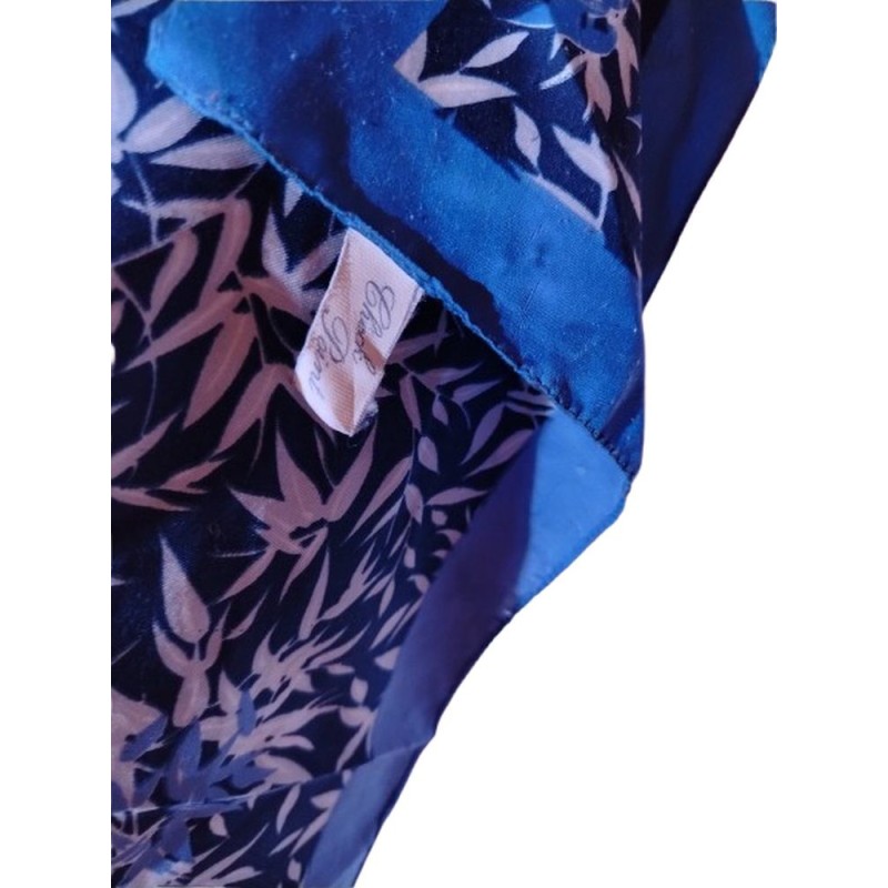 Vintage kék levélmintás kendő